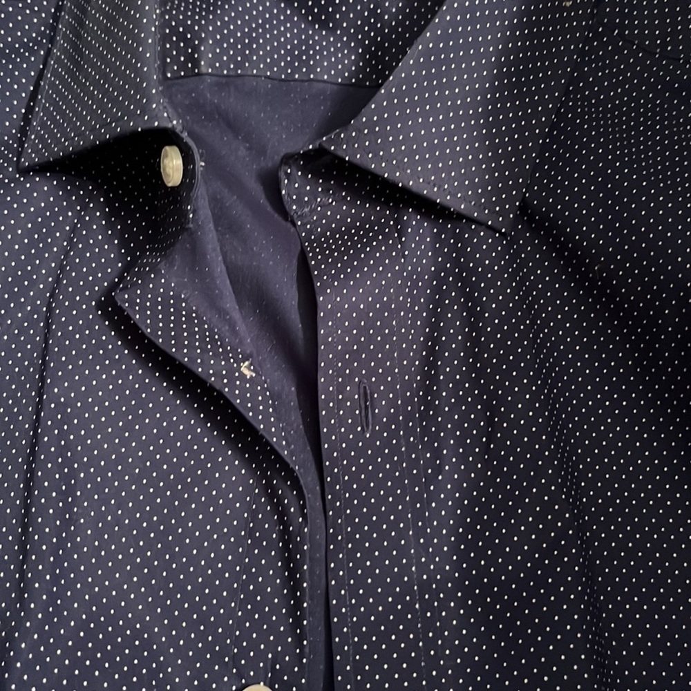 Mens Tommy Hilfiger blue and white polka dot button down size L 16 34/35 - Picture 2 of 3